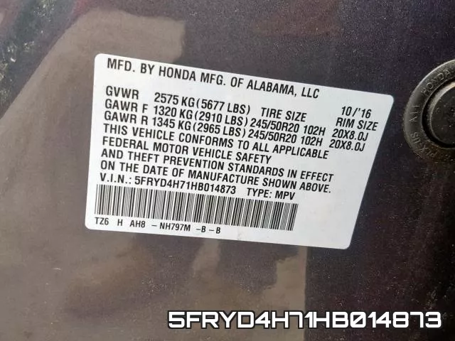 5FRYD4H71HB014873 фото 2