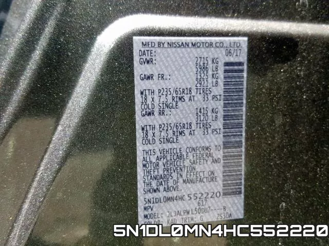 5N1DL0MN4HC552220 фото 2