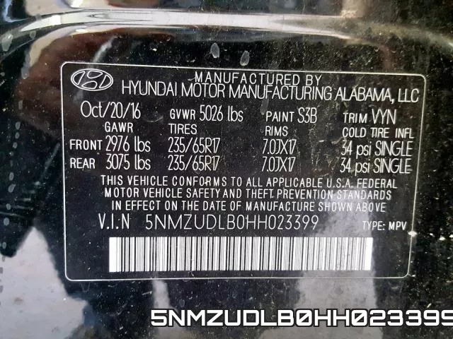 5NMZUDLB0HH023399 фото 2