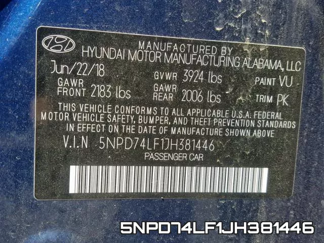 5NPD74LF1JH381446 фото 2