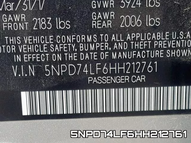 5NPD74LF6HH212761 фото 2