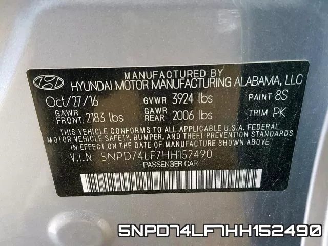 5NPD74LF7HH152490 фото 2
