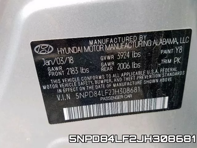 5NPD84LF2JH308681 фото 2