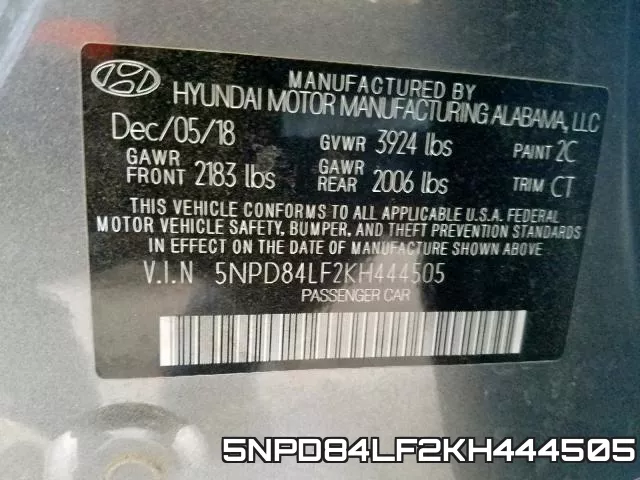5NPD84LF2KH444505 фото 2