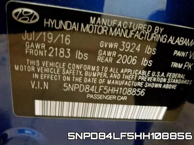 5NPD84LF5HH108856 фото 2