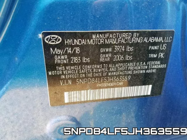 5NPD84LF5JH363559 фото 2