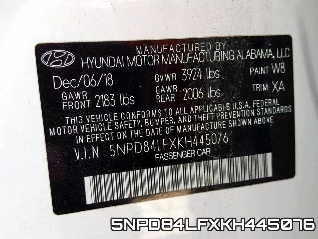 5NPD84LFXKH445076 фото 2