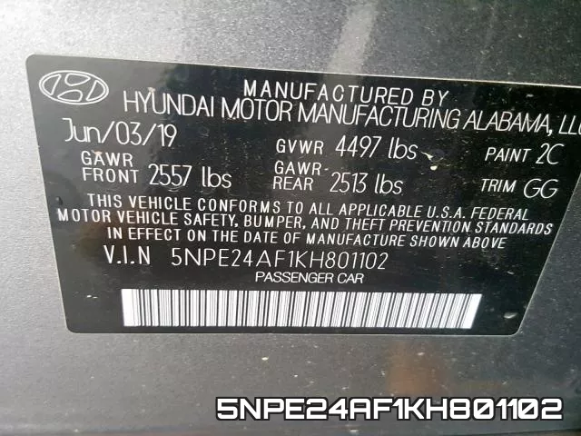 5NPE24AF1KH801102 фото 2