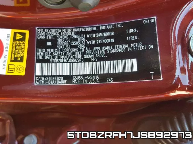 5TDBZRFH7JS892973 фото 2