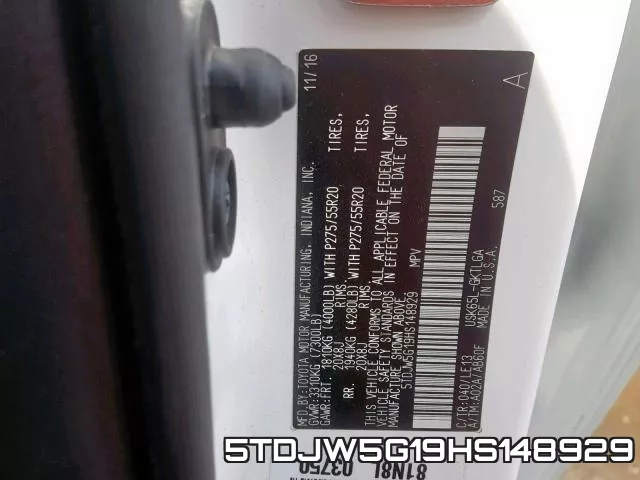 5TDJW5G19HS148929 фото 2