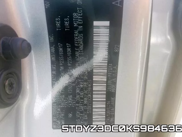 5TDYZ3DC0KS984636 фото 2