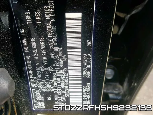 5TDZZRFH5HS232133 фото 2