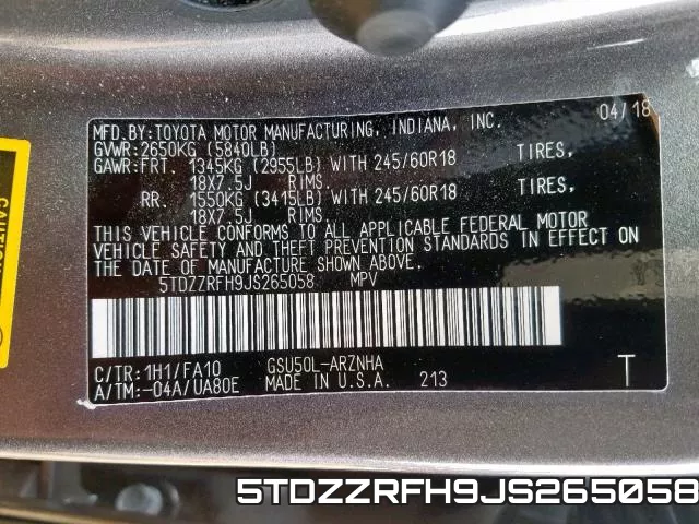 5TDZZRFH9JS265058 фото 2