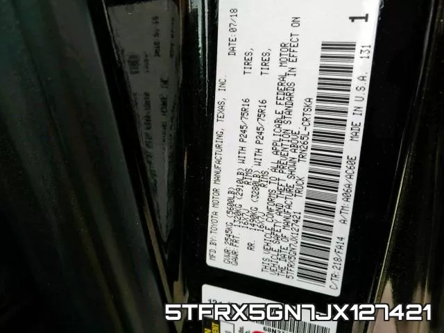 5TFRX5GN7JX127421 фото 2