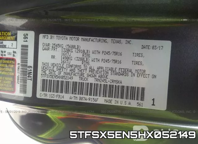 5TFSX5EN5HX052149 фото 10