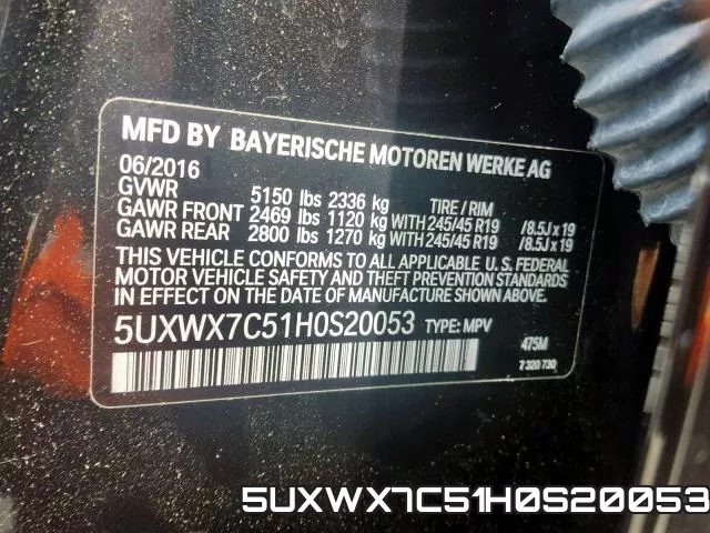 5UXWX7C51H0S20053 фото 2