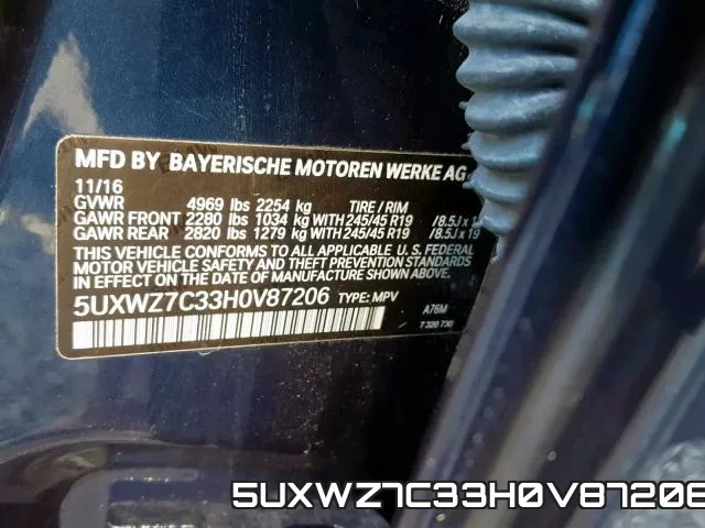 5UXWZ7C33H0V87206 фото 2