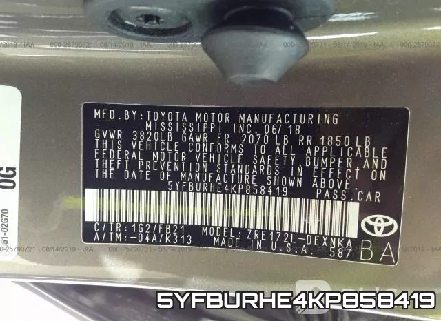 5YFBURHE4KP858419 фото 10