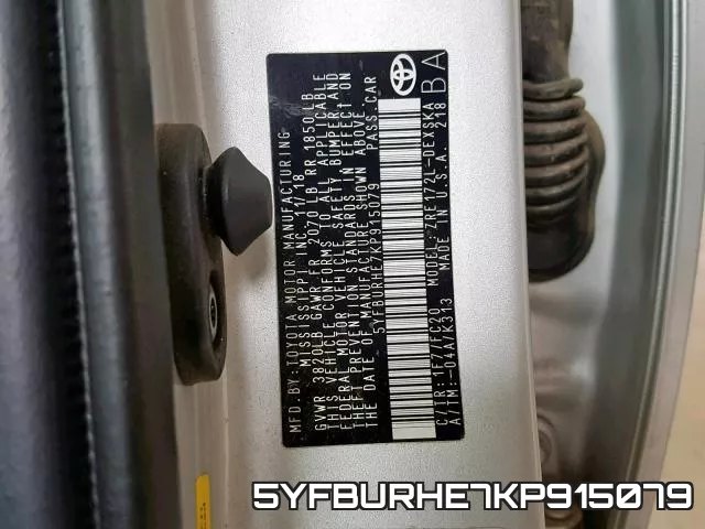 5YFBURHE7KP915079 фото 2
