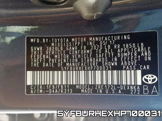 5YFBURHEXHP700031 фото 2