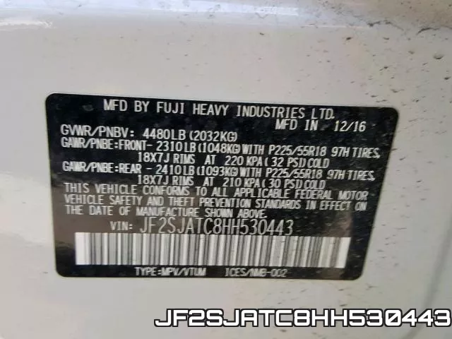 JF2SJATC8HH530443 фото 2