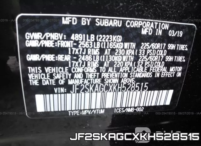 JF2SKAGCXKH528515 фото 10