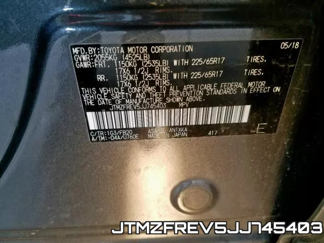 JTMZFREV5JJ745403 фото 2