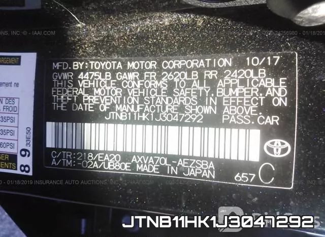 JTNB11HK1J3047292 фото 10