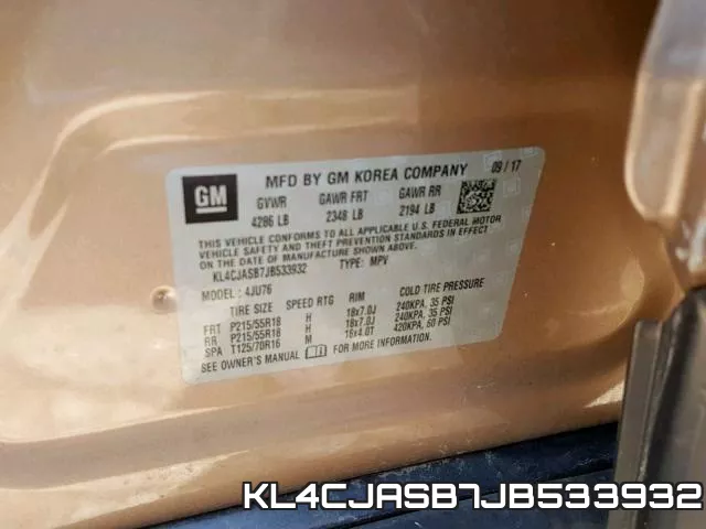 KL4CJASB7JB533932 фото 2