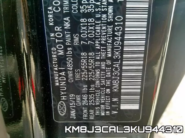 KM8J3CAL3KU944310 фото 2