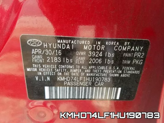 KMHD74LF1HU190783 фото 2