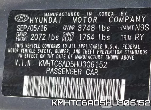 KMHTC6AD5HU306152 фото 10