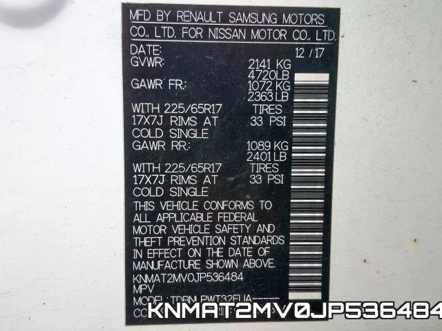 KNMAT2MV0JP536484 фото 2