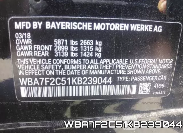 WBA7F2C51KB239044 фото 10