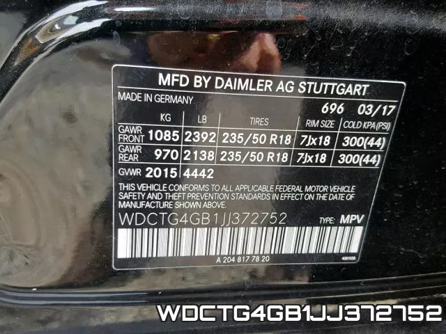 WDCTG4GB1JJ372752 фото 2