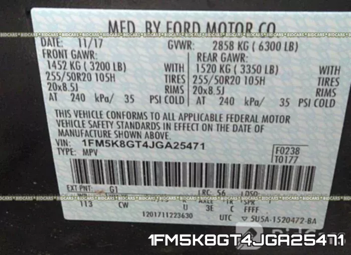 1FM5K8GT4JGA25471 фото 10