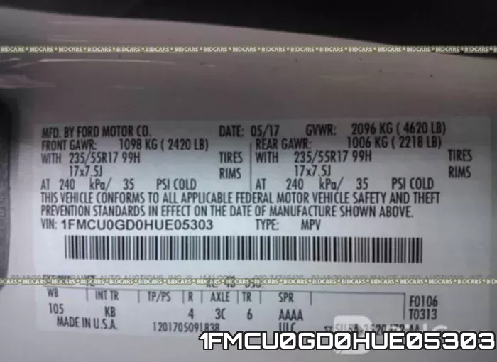 1FMCU0GD0HUE05303 фото 10
