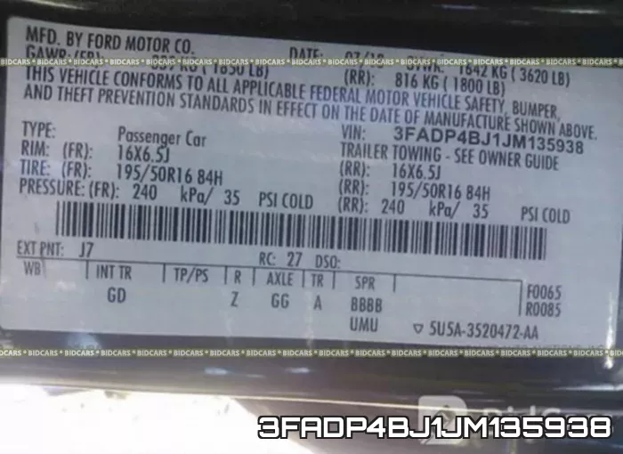 3FADP4BJ1JM135938 фото 10