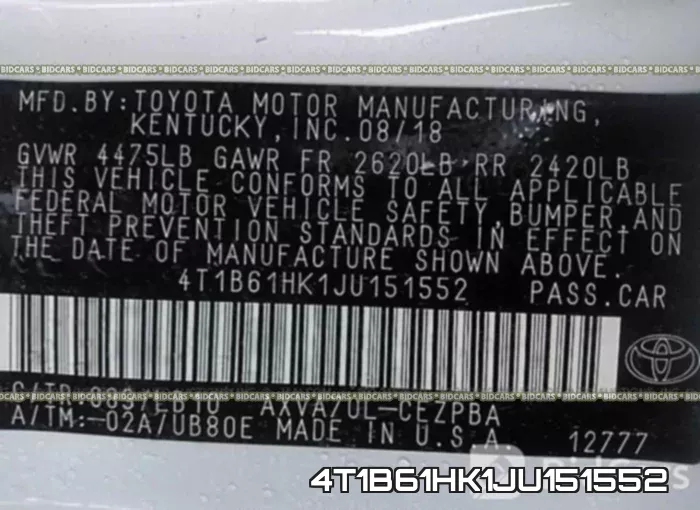 4T1B61HK1JU151552 фото 10