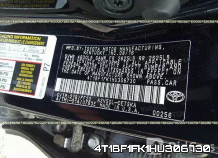 4T1BF1FK1HU306730 фото 10