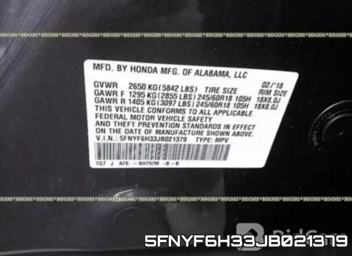 5FNYF6H33JB021379 фото 10