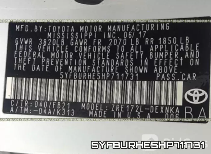 5YFBURHE5HP711731 фото 10
