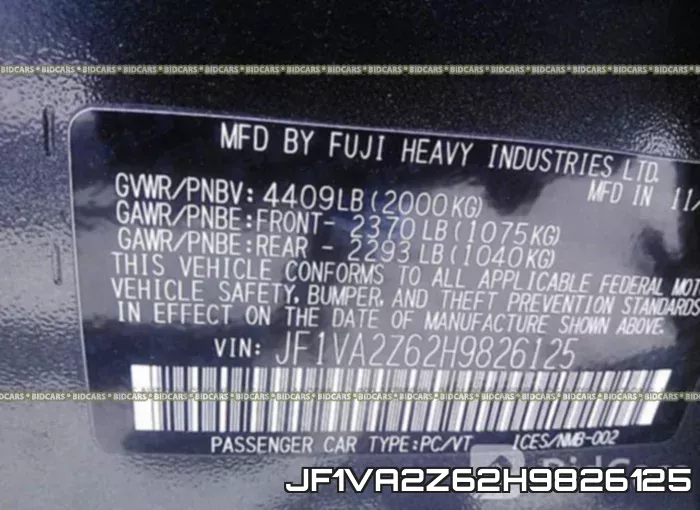 JF1VA2Z62H9826125 фото 10