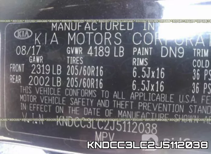 KNDCC3LC2J5112038 фото 10