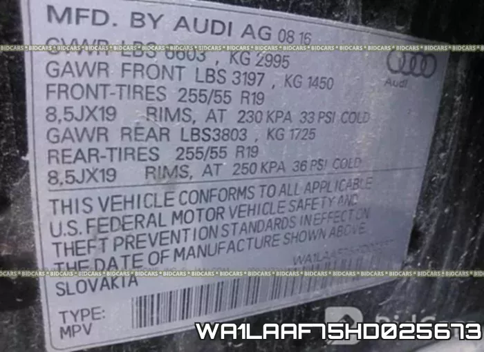 WA1LAAF75HD025673 фото 10