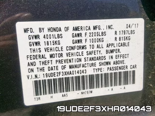 19UDE2F3XHA014043 фото 2