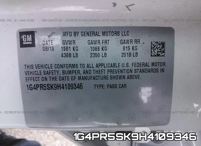 1G4PR5SK9H4109346 фото 10
