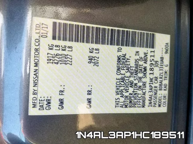 1N4AL3AP1HC189511 фото 2