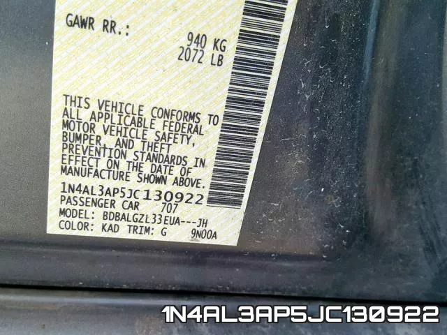 1N4AL3AP5JC130922 фото 2