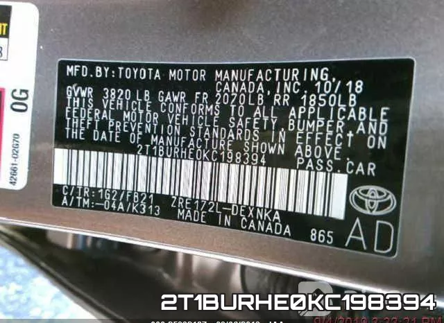 2T1BURHE0KC198394 фото 10